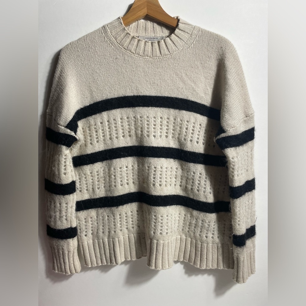 All Saints Women’s Siddons Open Stitch Jumper Sweater Alpaca Cashmere XS